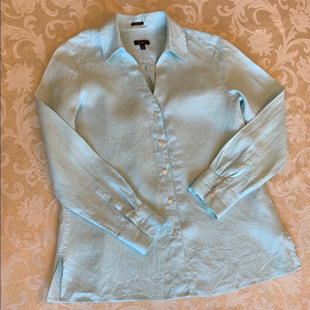 Talbots Sky Blue Linen Shirt